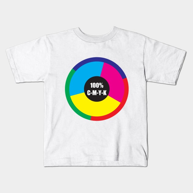 100% CMYK Color Wheel Kids T-Shirt by Pixels Pantry